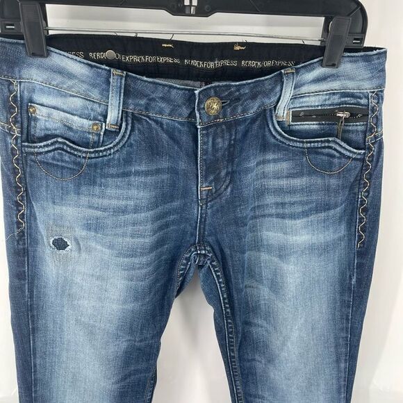 Rerock for Express Women's Bootcut Jeans Denim Mid Rise Medium Wash Blue Size 6 - Picture 10 of 12